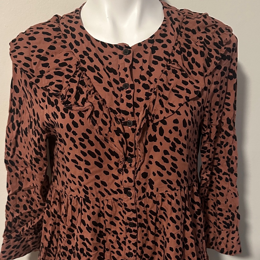 Zara Brown and Black Patterned Dress - Picture 4 of 4